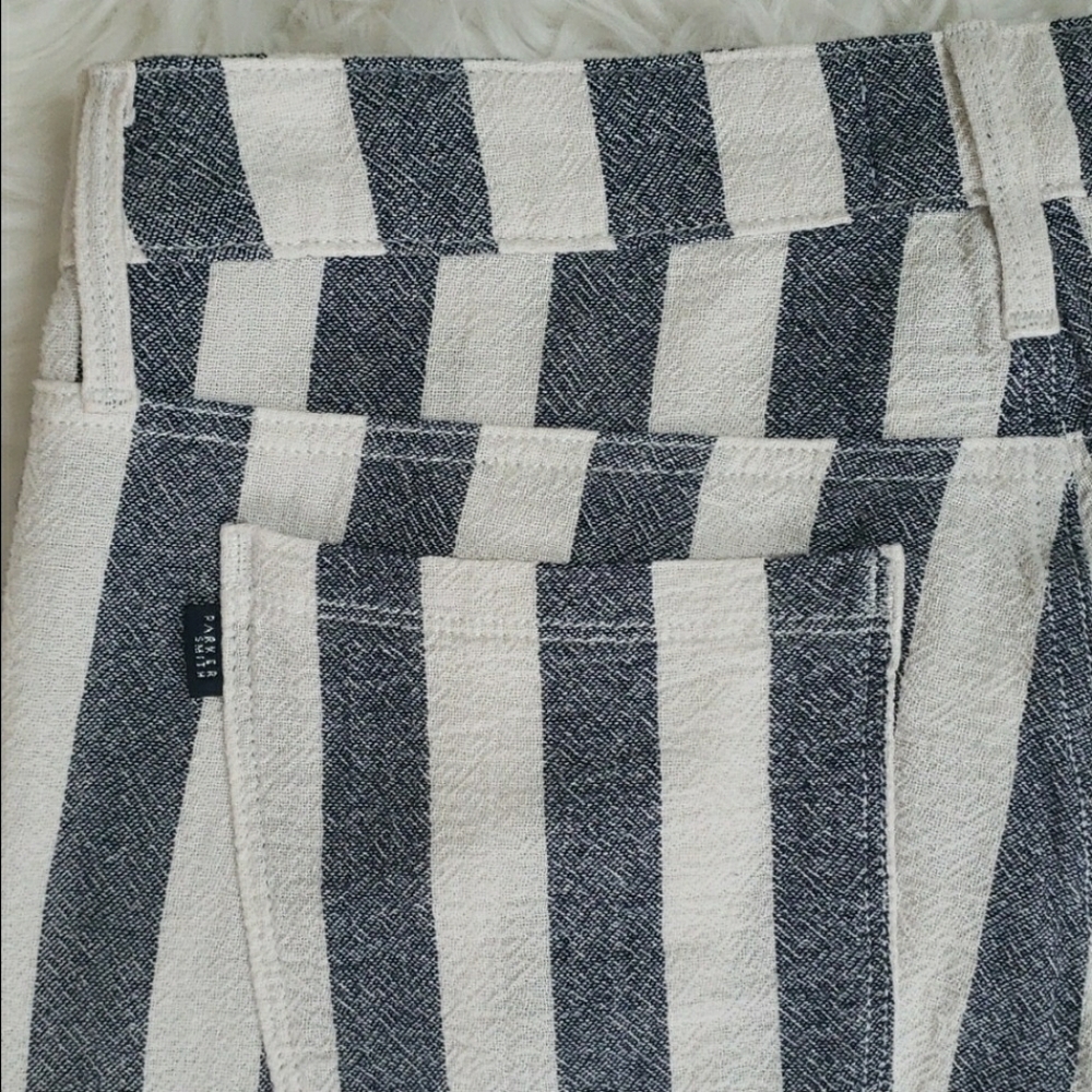 Parker Smith Sailor Mid-Rise Striped Denim Palazzo Flare Nautical Pants … - Picture 8 of 16